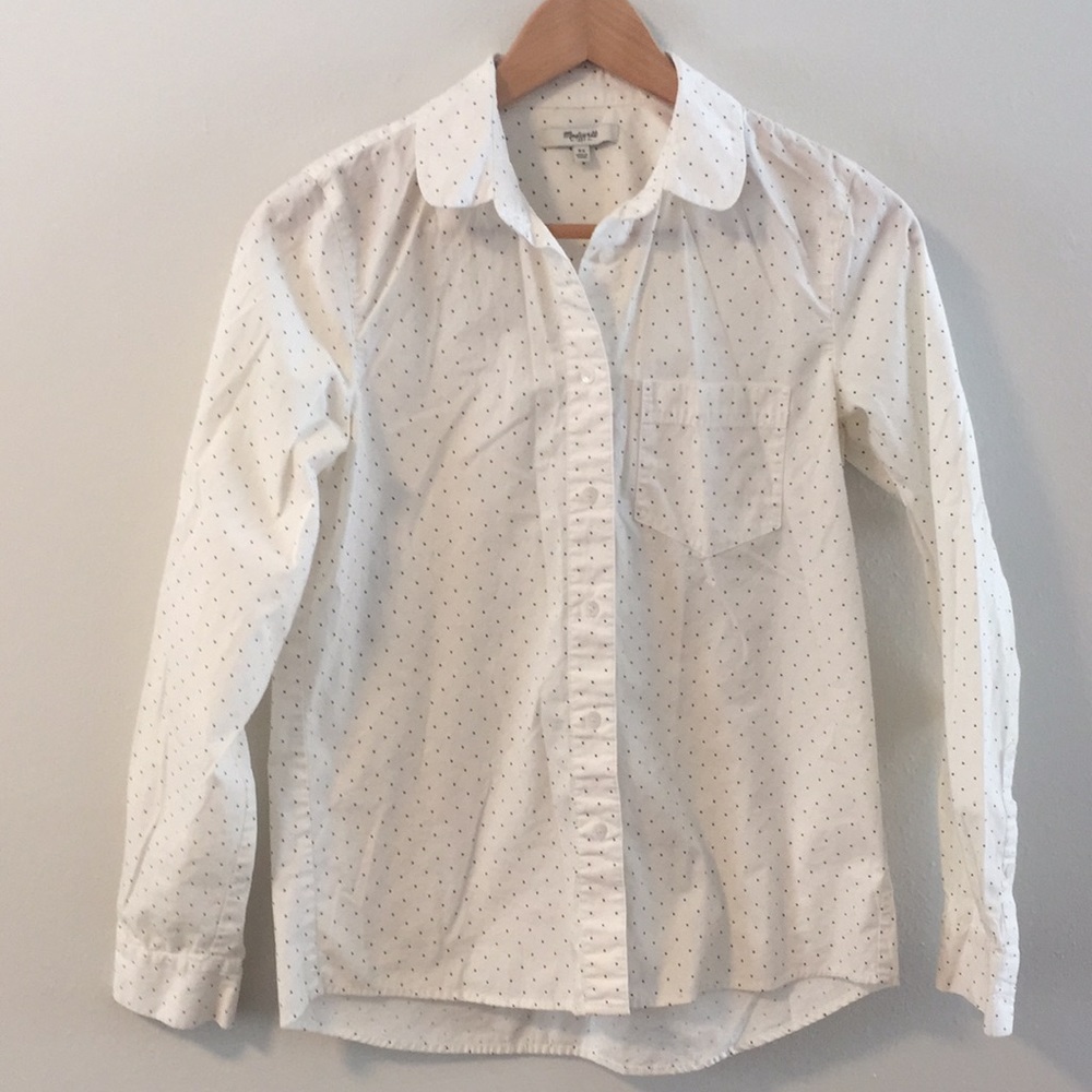 Madewell polka dot button-up shirt, sz XS